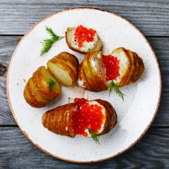 New Potatoes with Caviar and Creme Fraiche Gelson's