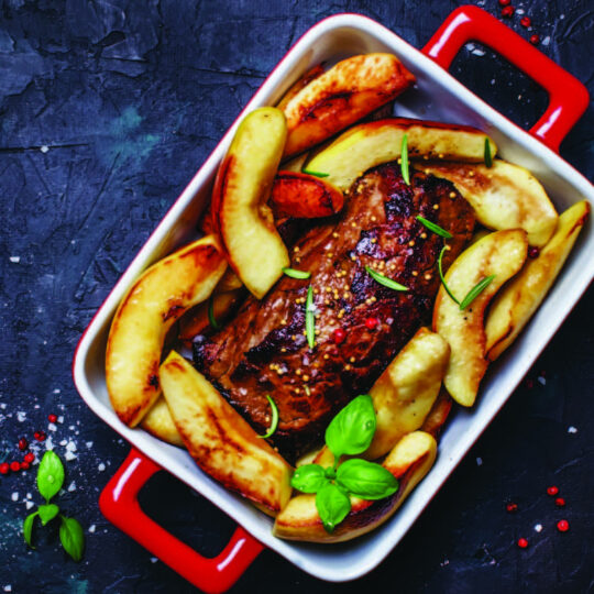 Pan Roasted Pork Tenderloin in a Tangy Dried Fruit Sauce Gelson's