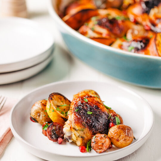 One Pan Roasted Chicken, Sausage and Citrus Gelson's