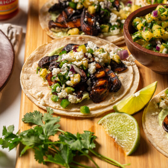 Portobello Tacos with Pineapple Salsa & Avocado Cream Gelson's
