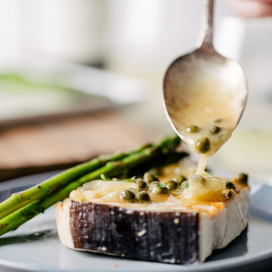 Grilled Swordfish in Lemon Caper Sauce | Gelson's