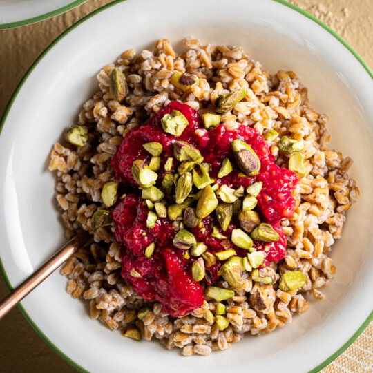 Farro Breakfast Porridge & Warm Raspberries Gelson's