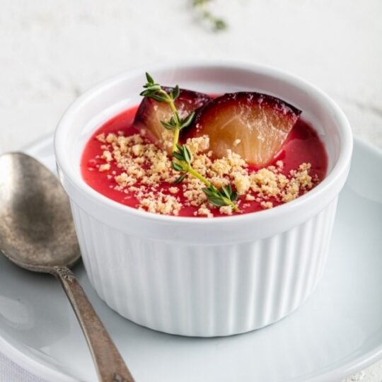 Lavender Panna Cotta & Roasted Plum Coulis Recipe Gelson's