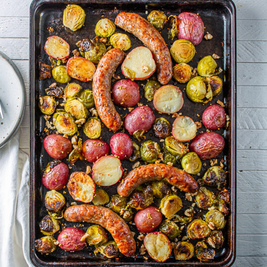 Sheet-Pan Sausage & Brussels Sprouts Gelson's