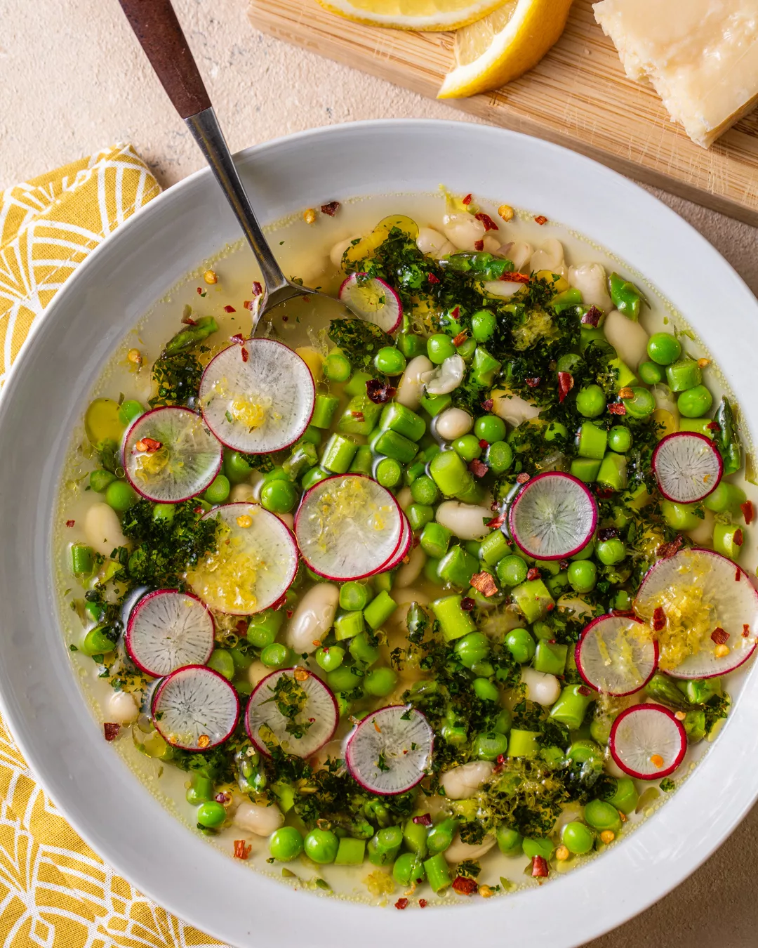 Spring Vegetable & White Bean Soup