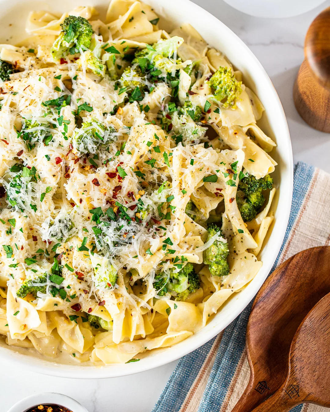G1676 20220719 008 Homemade Bowtie Pasta in Broccoli Cream Sauce