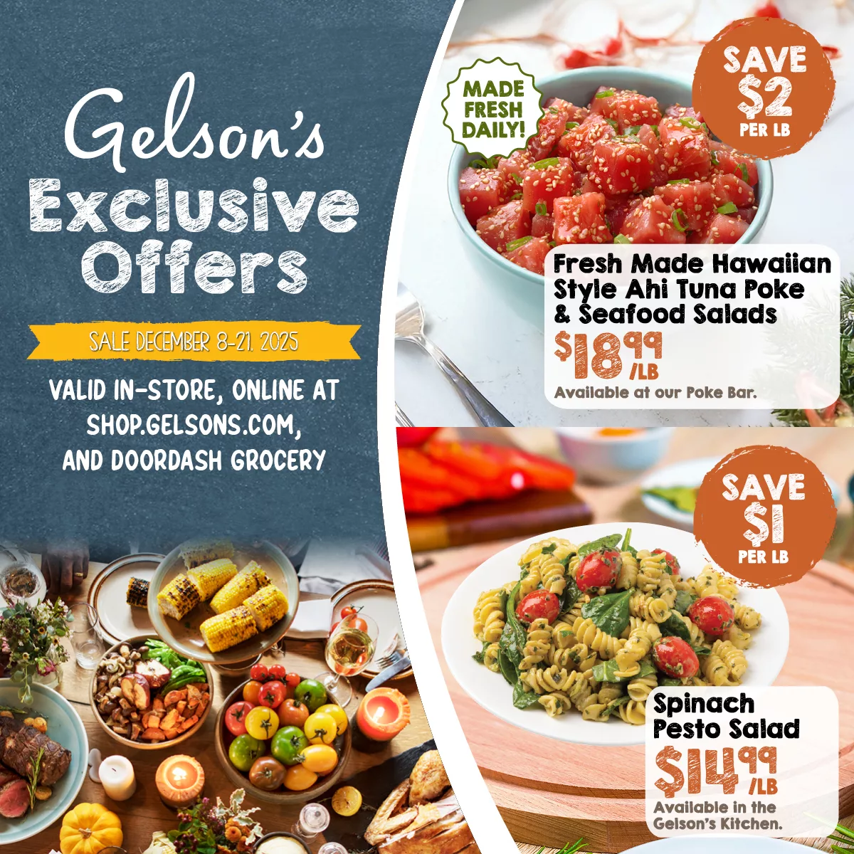 Don't miss our exciting sale happening from December 8 to December 21, 2025! Enjoy exclusive discounts both in-store and online at shopgelsons.com, as well as through DoorDash Grocery. Shop now and take advantage of these fantastic savings!