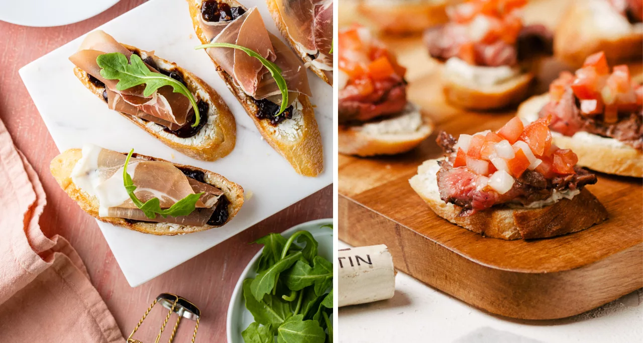 8 Appetizers for New Years Eve: Goat Cheese, Fig and Prosciutto Crostini, Herb and More!
