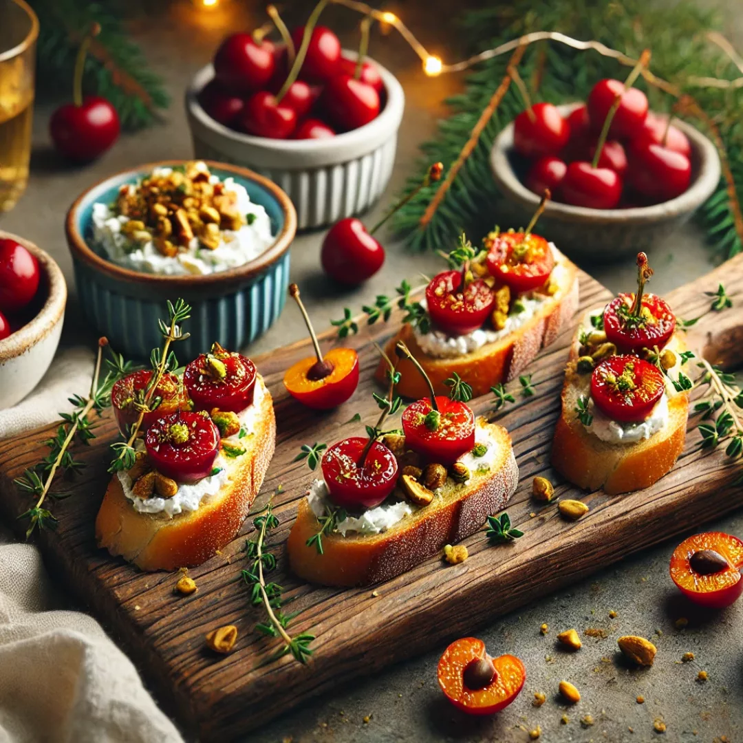 Tasmanian Cherry and Goat Cheese Crostini Tasmanian Cherry and Goat Cheese Crostini